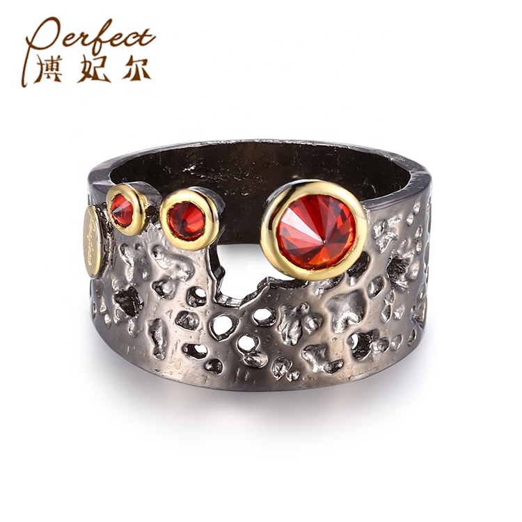 Red Zircon Hot Sale Ring New Design Retro Style Gemstone Ethnic Ring For Gift