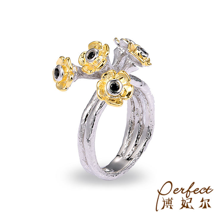 Plated Black Spinel 925 Sterling Silver Ring Gold for Men 18K Wholesale Handmade Vintage Women's Gemstone Rings