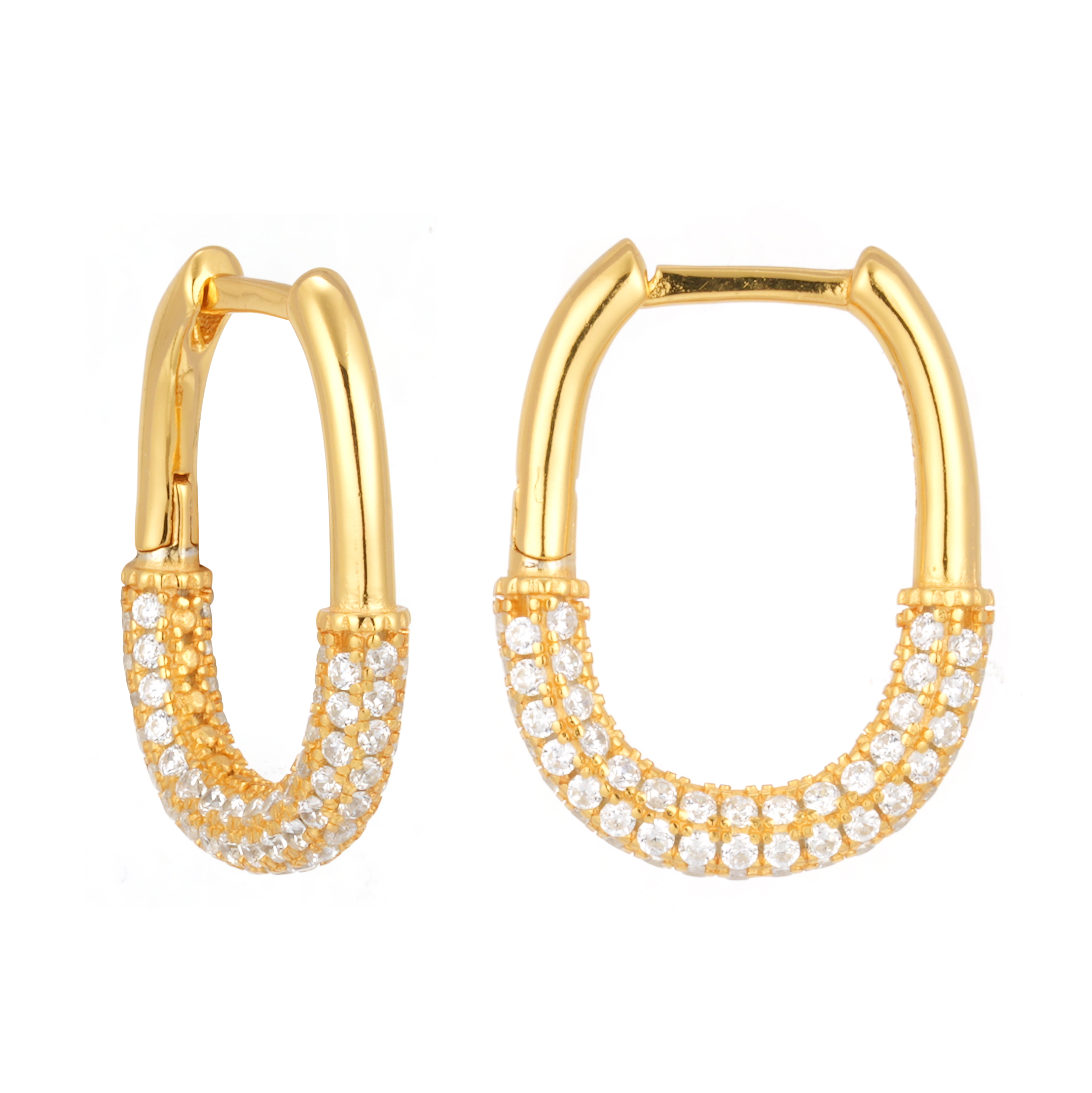 Popular 18K Personalized Zircon Big Sliver Earrings With Factory Hot Sale