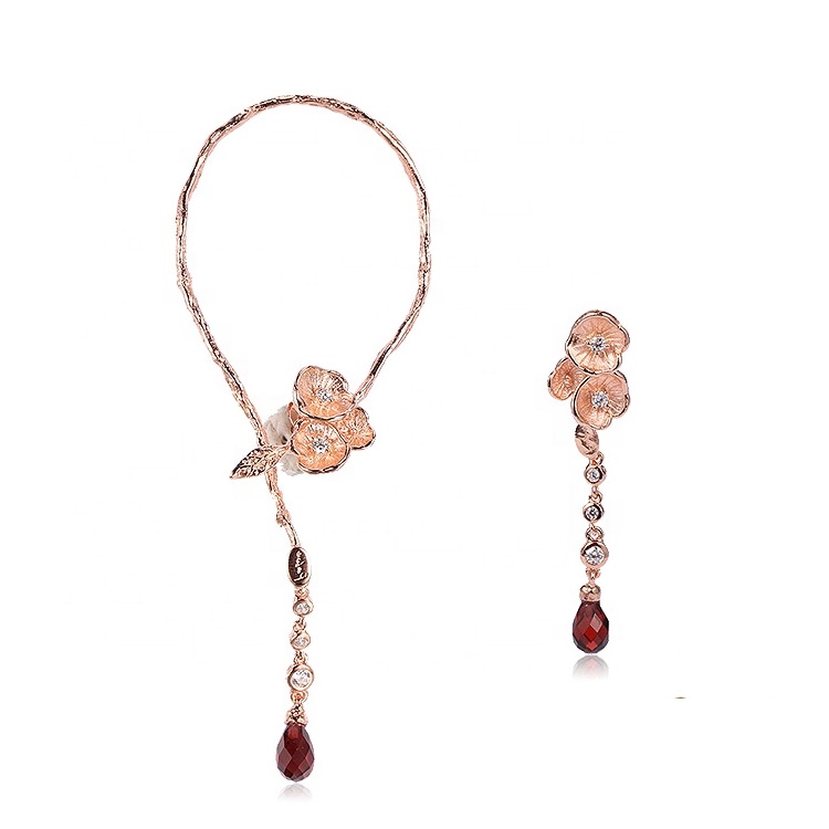 Italian Fashion Design Flower Shaped 925 Sterling Silver Gold Plated Long Stud Clip Earrings
