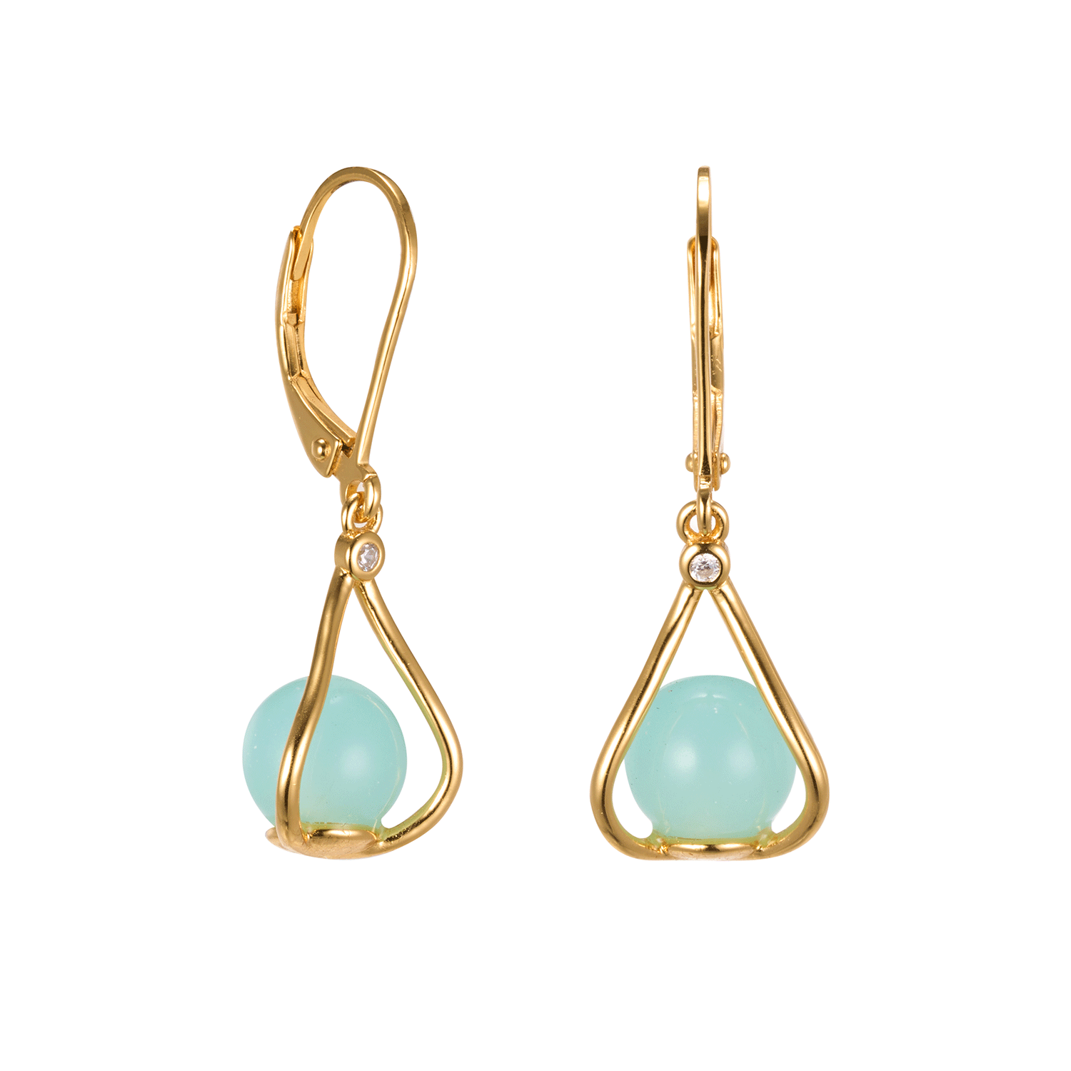 2023 Wholesale Hot Style Blue Glass White Zircon Summer Elegant Trending Sliver Earrings