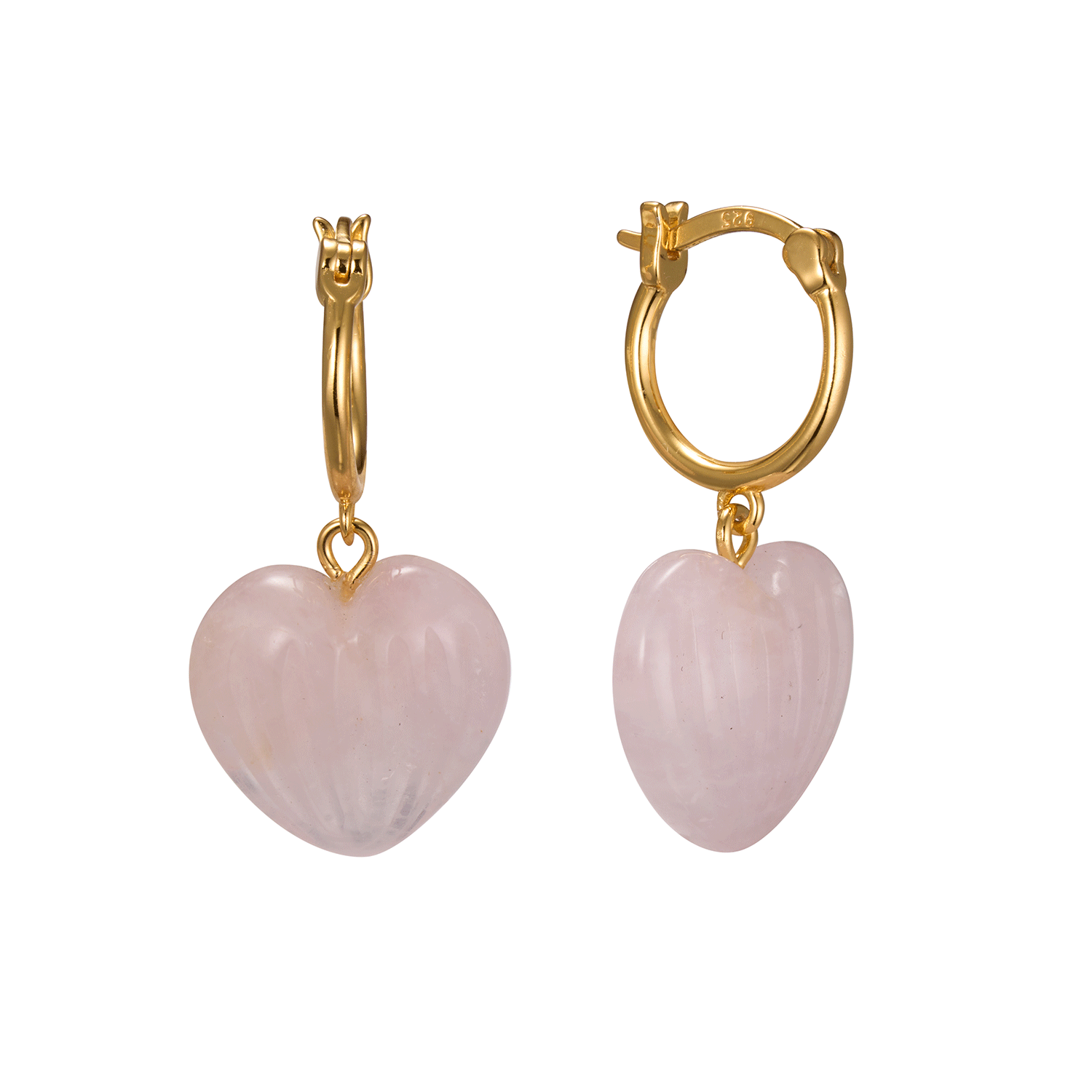 New Product Customization Pink Quartzite Hoop Luxury Women Sliver Heart Earring