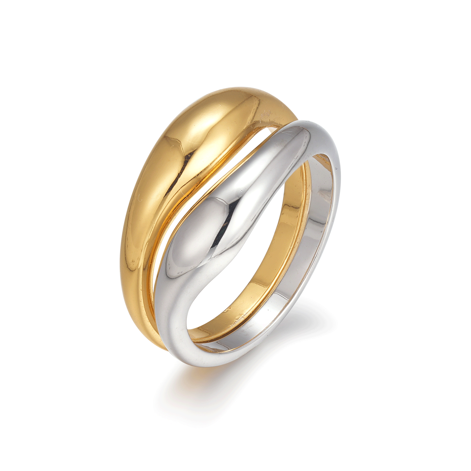 New Product Fashionable Duotone Designer Minimalist 18K Gold Brass Ring With Factory Price