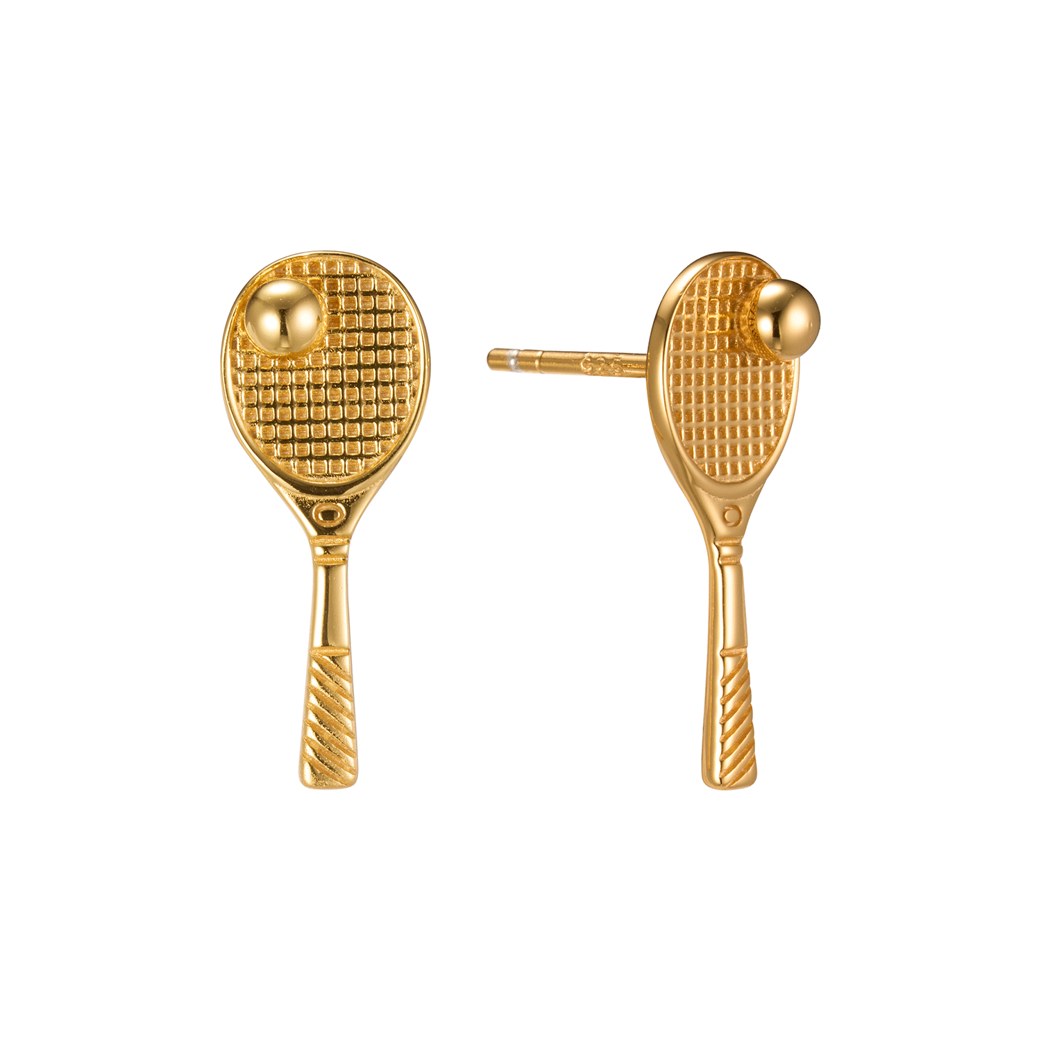 Brand New High Quality Badminton Racket Gold Plated 18K Jewelry Personalized Novelty Sliver Earrings
