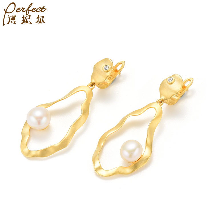 New Arrive Fasion Luxury 18K Gold White Zirconium Earrings Pearl Statement Jewellery New Designs Silver Earrings