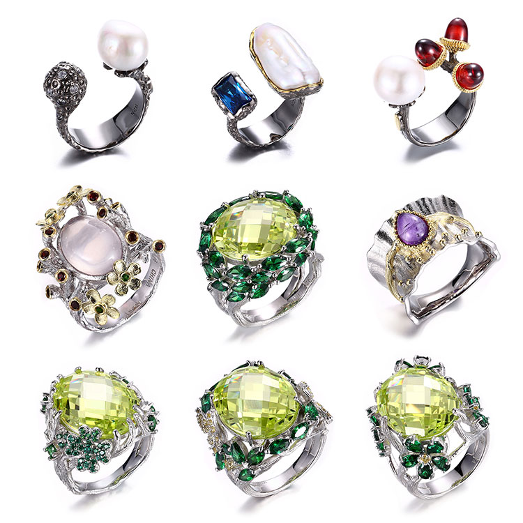 Fashionable Handmade Amethyst Gold Plated Enamel 925 Sterling Silver Jewelry Rings For Anniversary