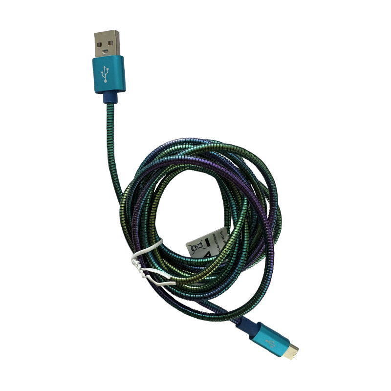 Dye spring hose fast charging data cable 2 meters (compatible with Apple and Android devices)