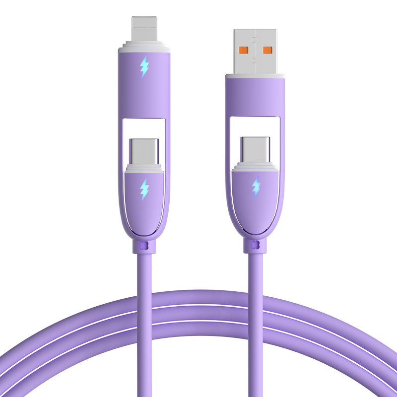Silicone multi-functional fast charging data cable Rainbow fabric woven fast charging data cable 1 meter