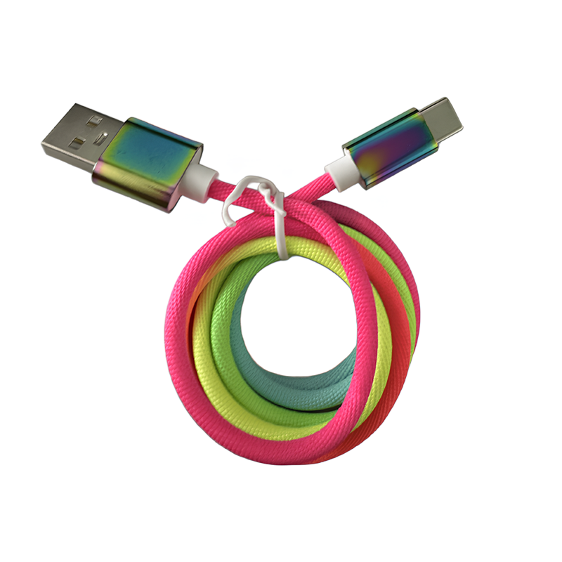 Silicone multi-functional fast charging data cable Rainbow fabric woven fast charging data cable 1 meter
