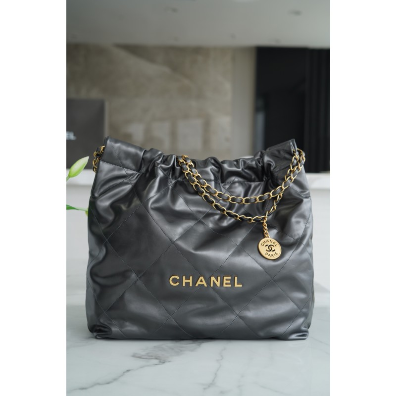 𝗖𝗛𝗔𝗘𝗡𝗟✦ 𝟐𝟐𝗣Spring/Summer New 𝟐𝟐Handbag Genuine Tail Metal Gray Medium