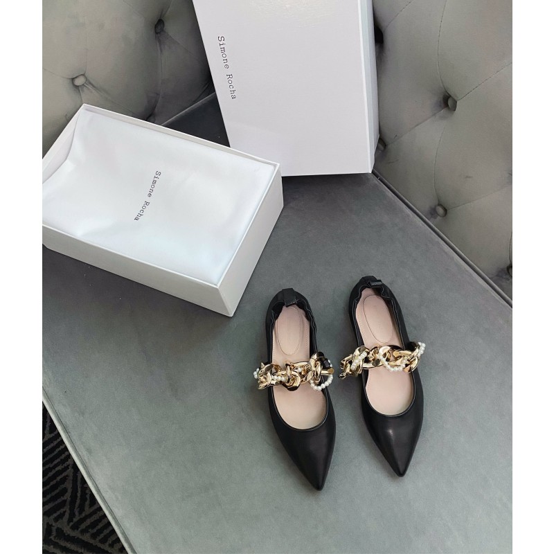 Simone rocha chain flat single shoes new season's most fashionable pearl chain series