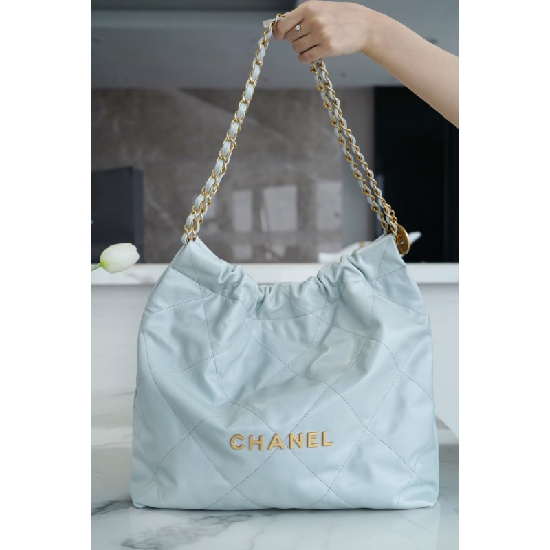 ๐๐๐๐๐ก๐โฆ23C 22 handbag authentic tail leather haze blue medium