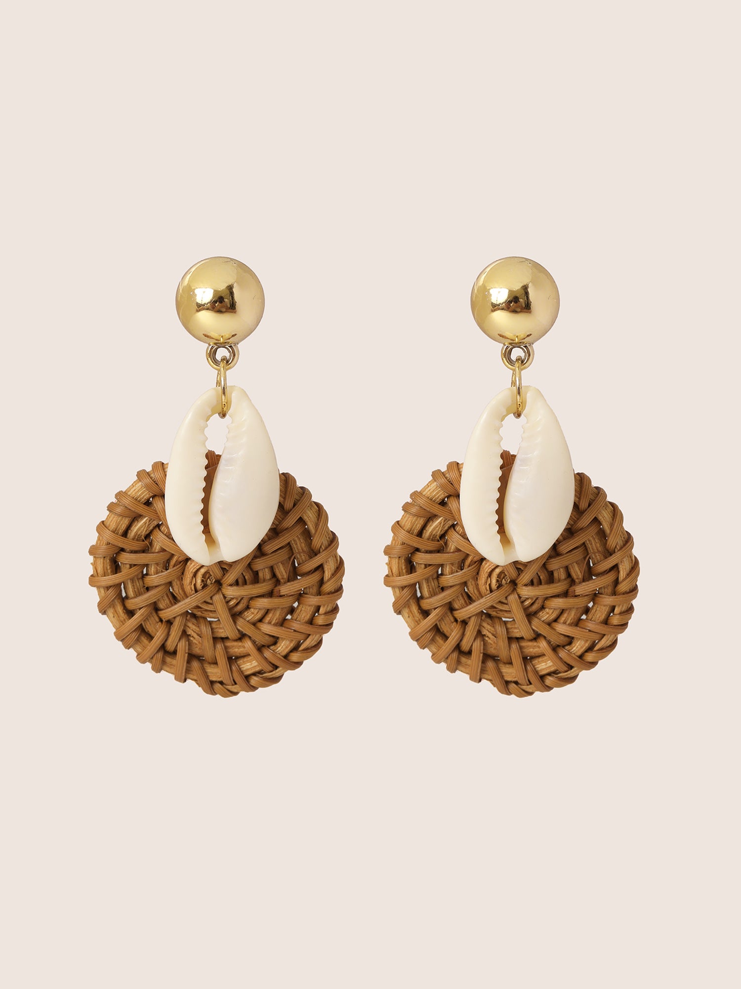 Boho Shell Decor Braided Design Drop Earrings