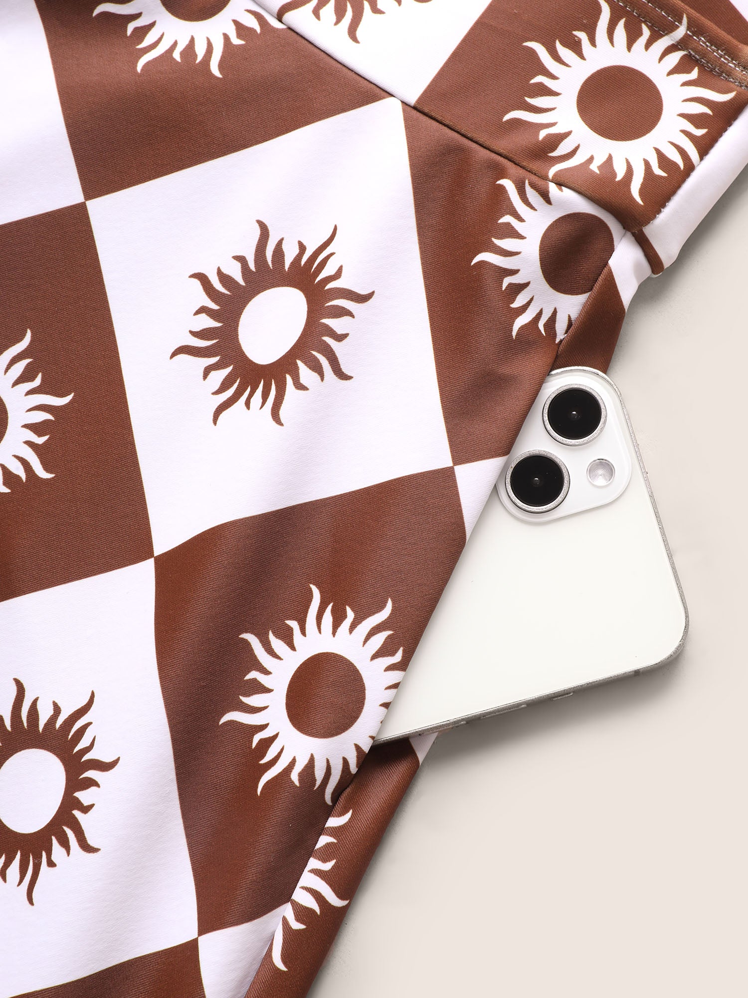 Overlap Collar Sun Print Pocket Swim Dress