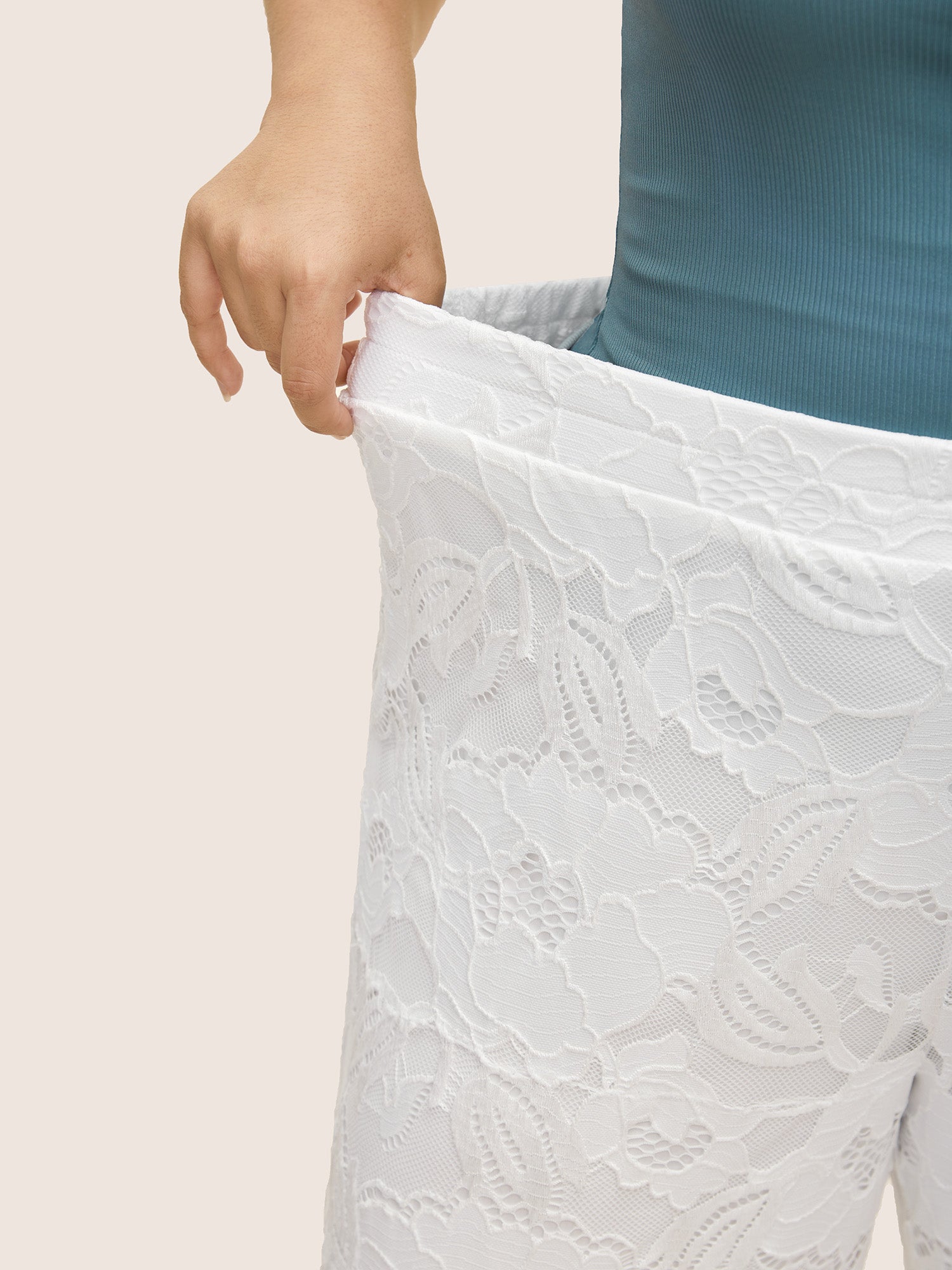 Crochet Lace Mesh Wide Leg Pants