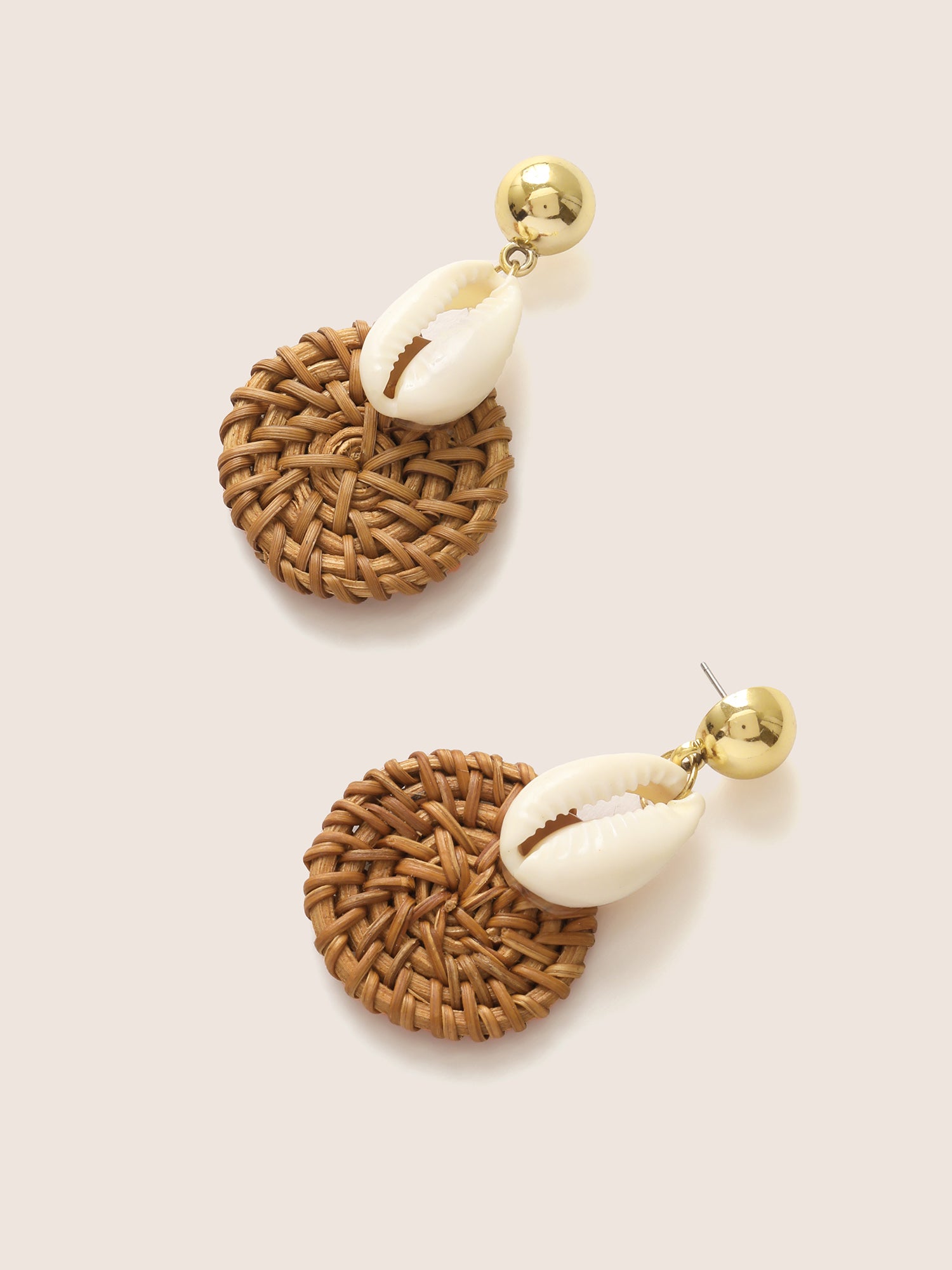 Boho Shell Decor Braided Design Drop Earrings