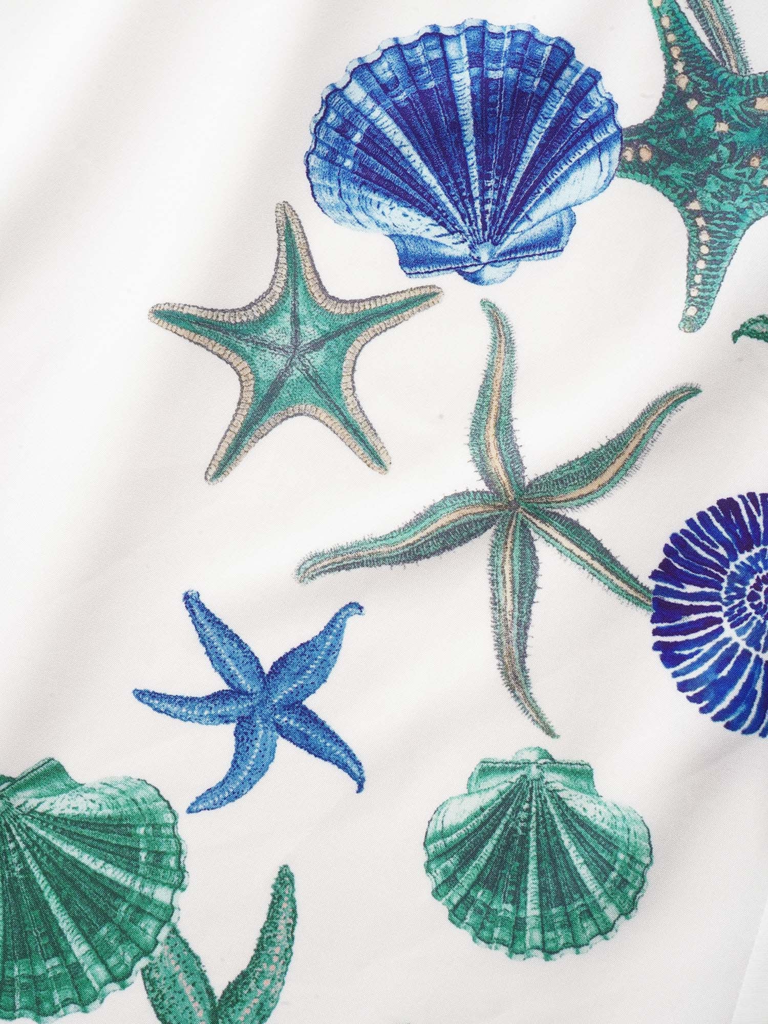 Heart Neckline Marine Elements Gathered Dress