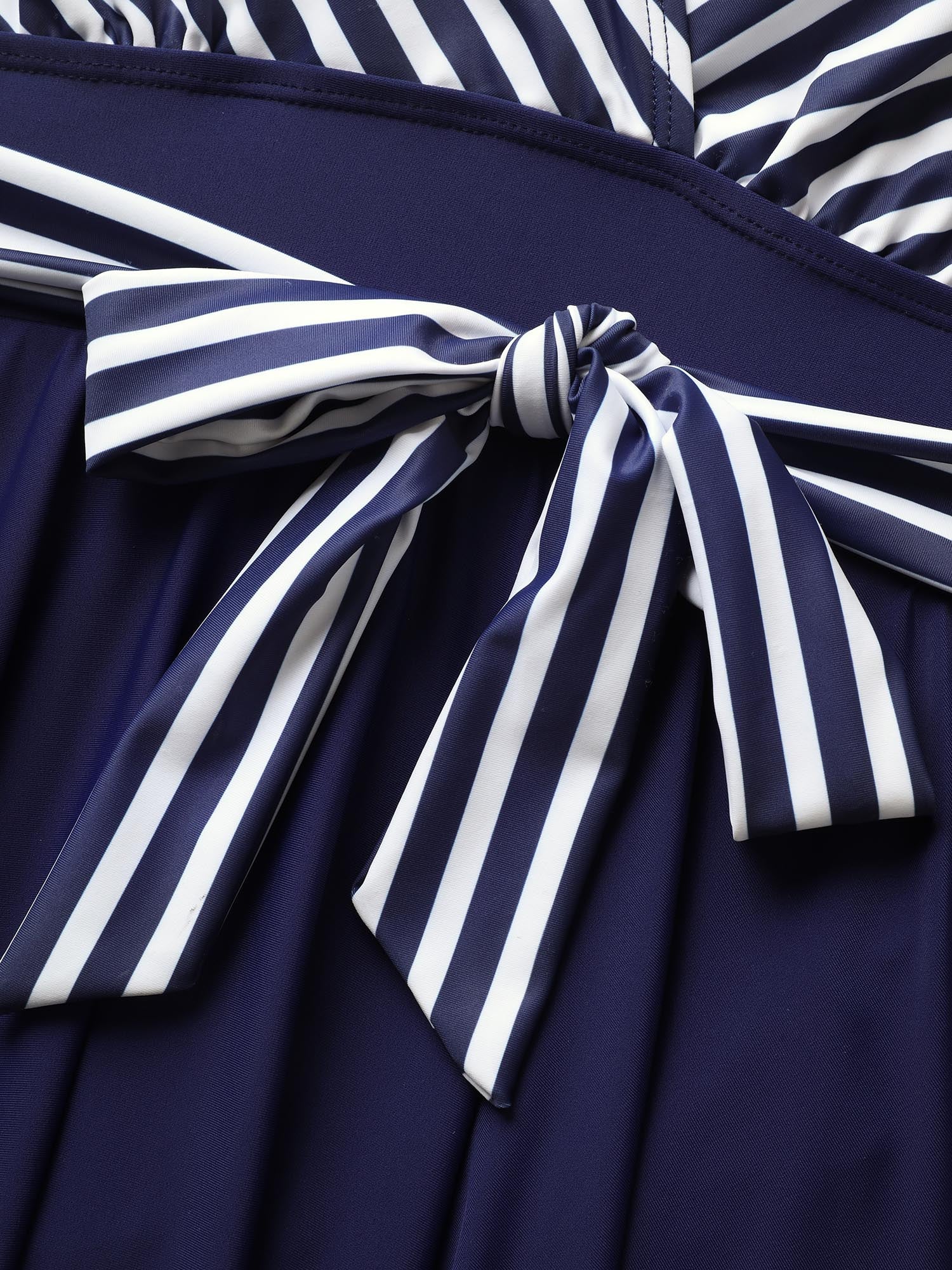 Striped Patchwork Wrap Tie Knot Swim Dress