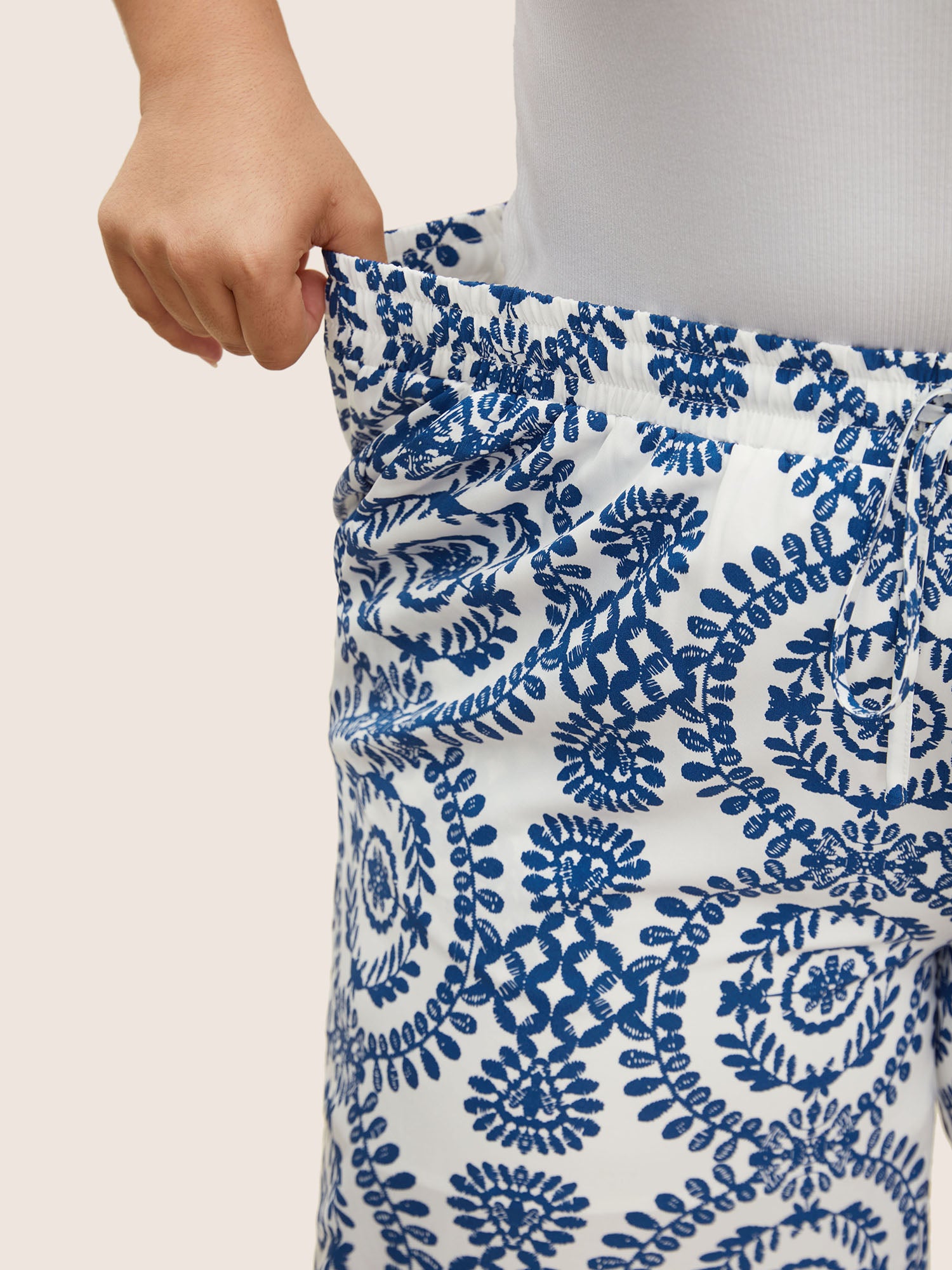 Bandana Print Drawstring Wide Leg Pants