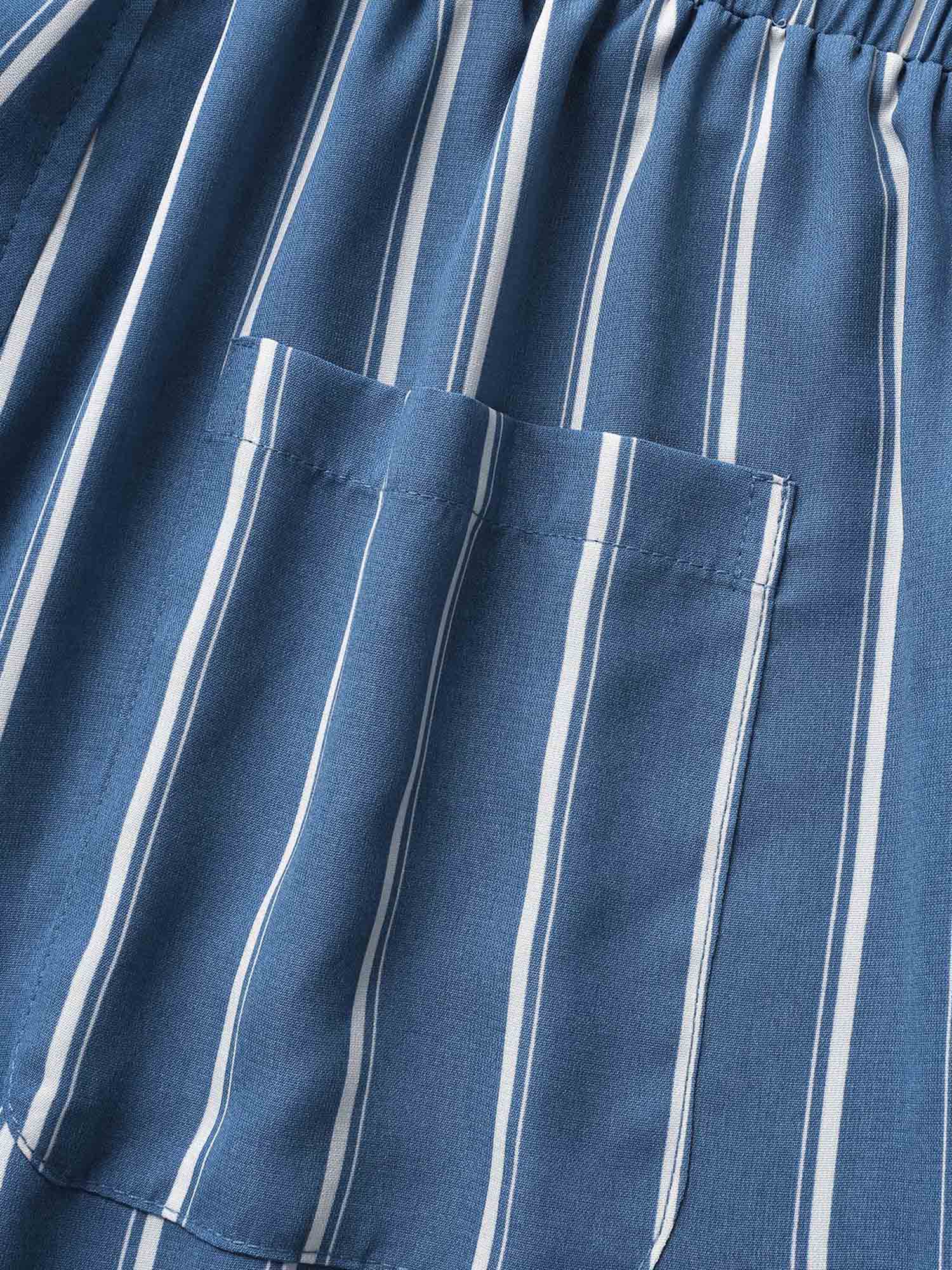 Striped Elastic Waist Wide Leg Pants