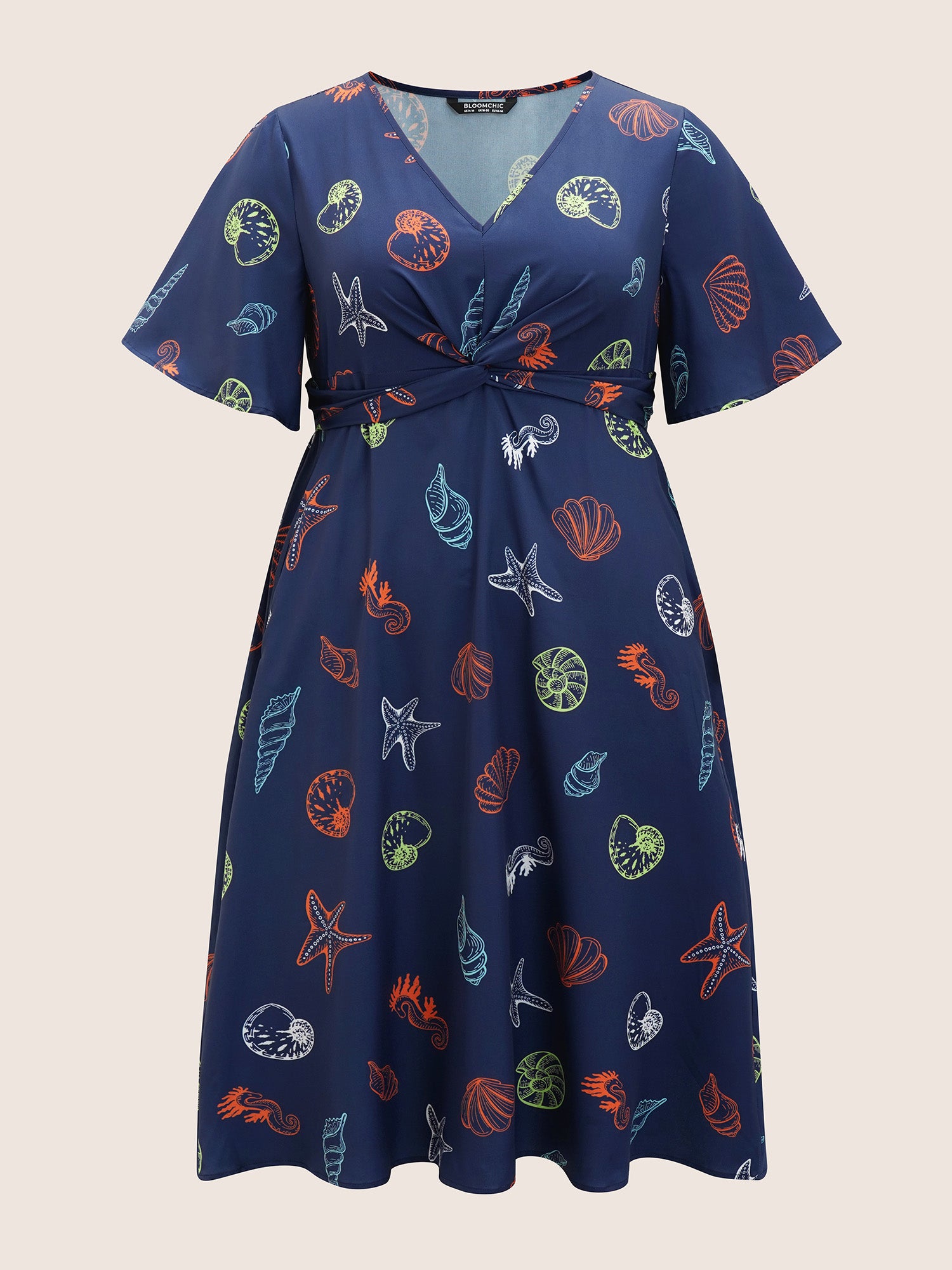 Marine Elements Twist Front Elastic Waist Dress