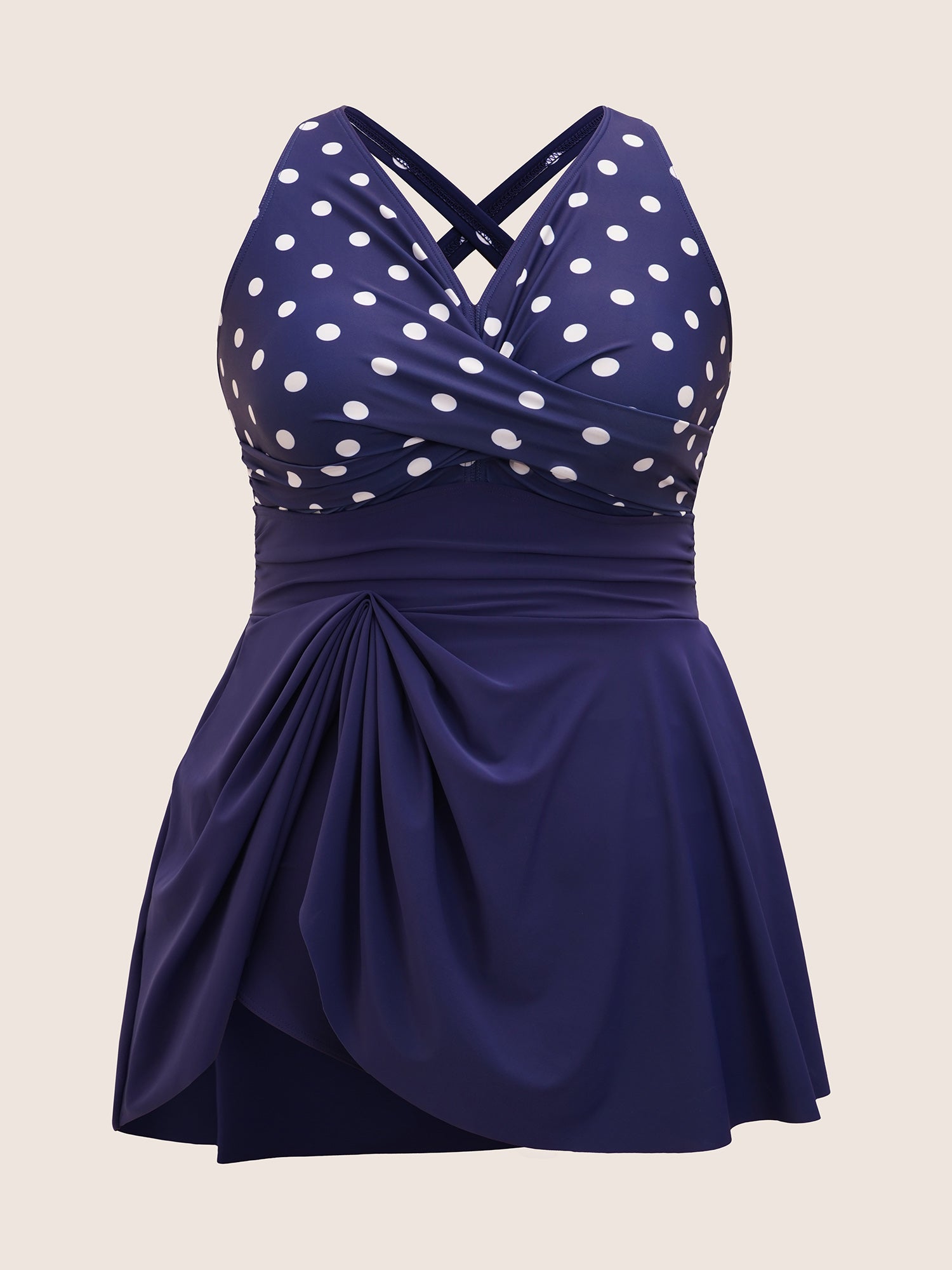 Polka Dot Patchwork Split Side Swim Dress