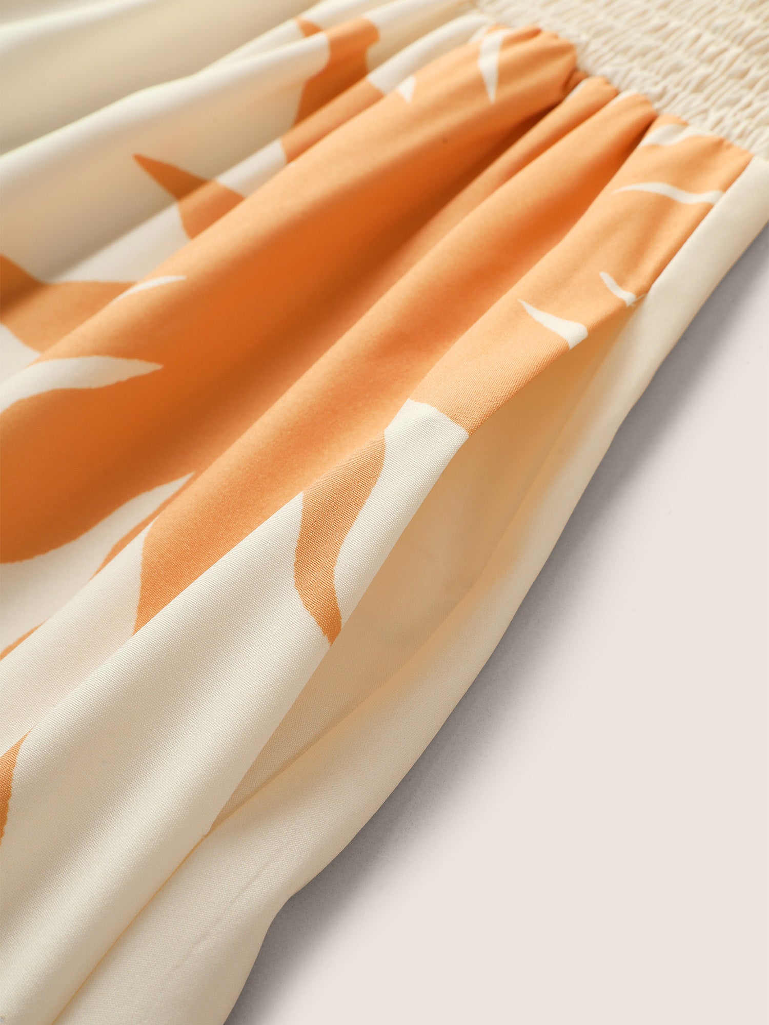 Sun Print Shirred Ruffle Sleeve Dress