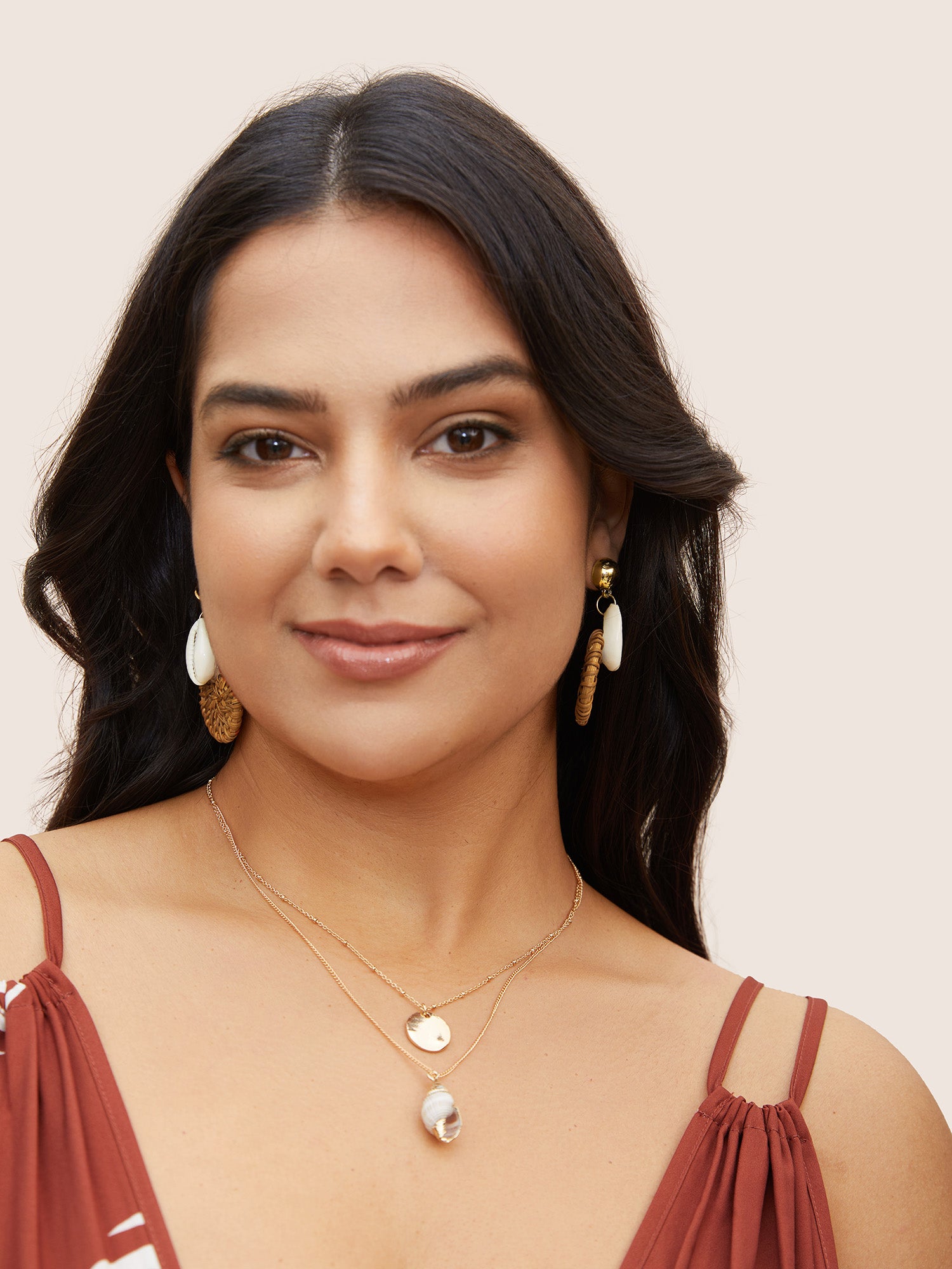 Boho Shell Decor Braided Design Drop Earrings