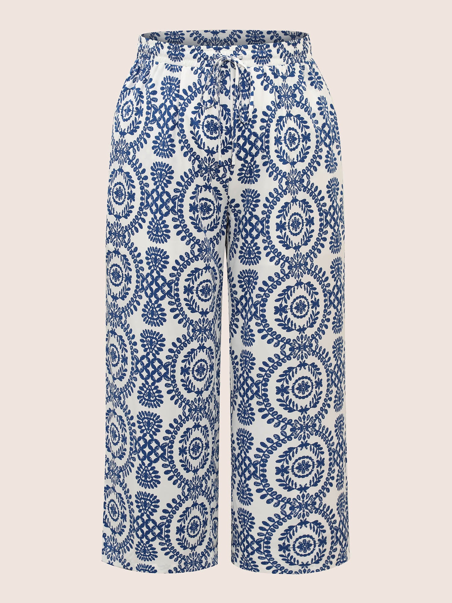 Bandana Print Drawstring Wide Leg Pants