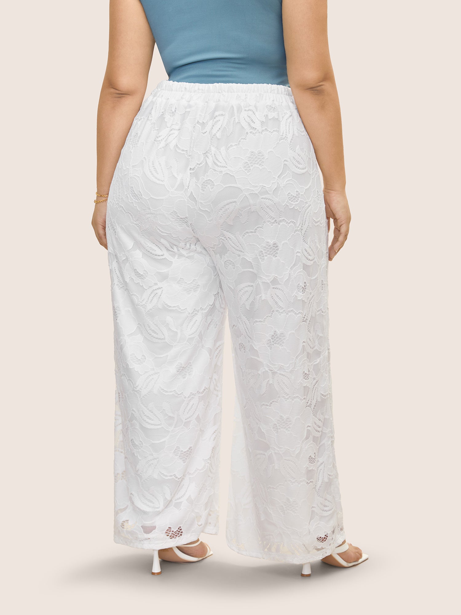 Crochet Lace Mesh Wide Leg Pants