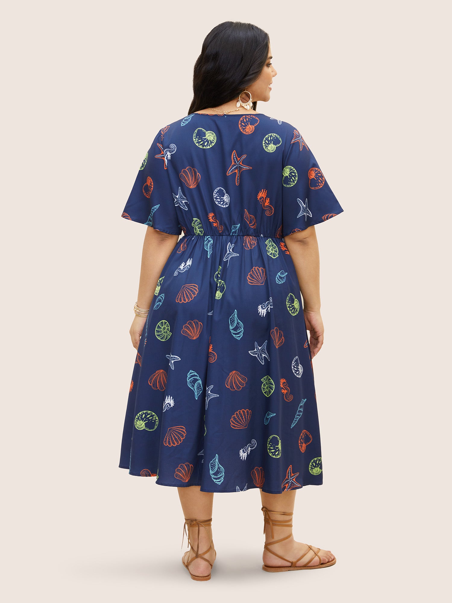 Marine Elements Twist Front Elastic Waist Dress