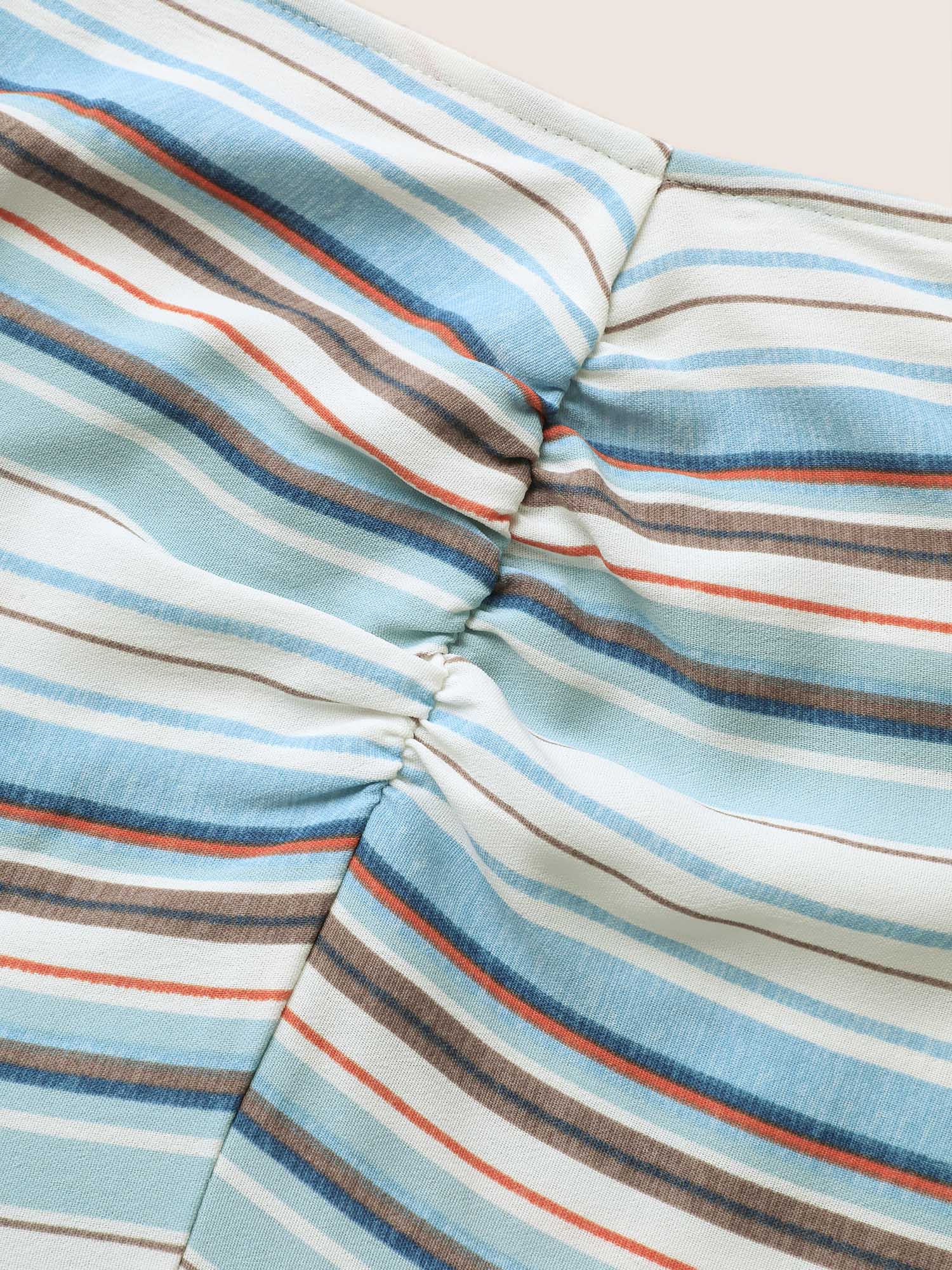 Striped Frill Trim Gathered Maxi Dress