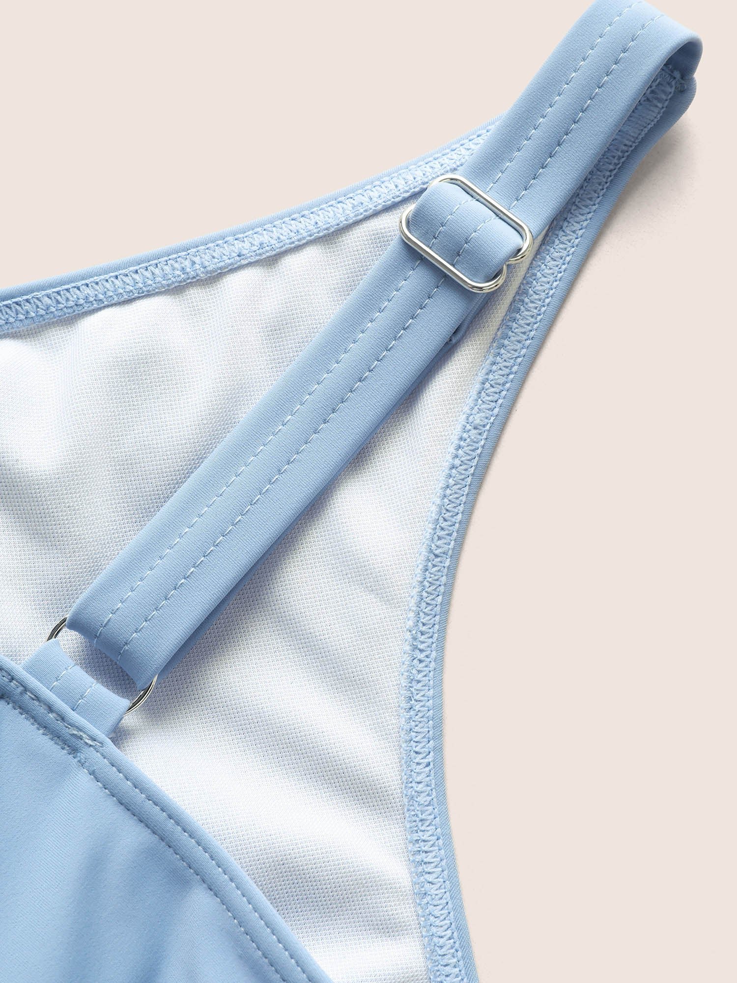 Plain Drawstring Tiered Ruffles Swim Top