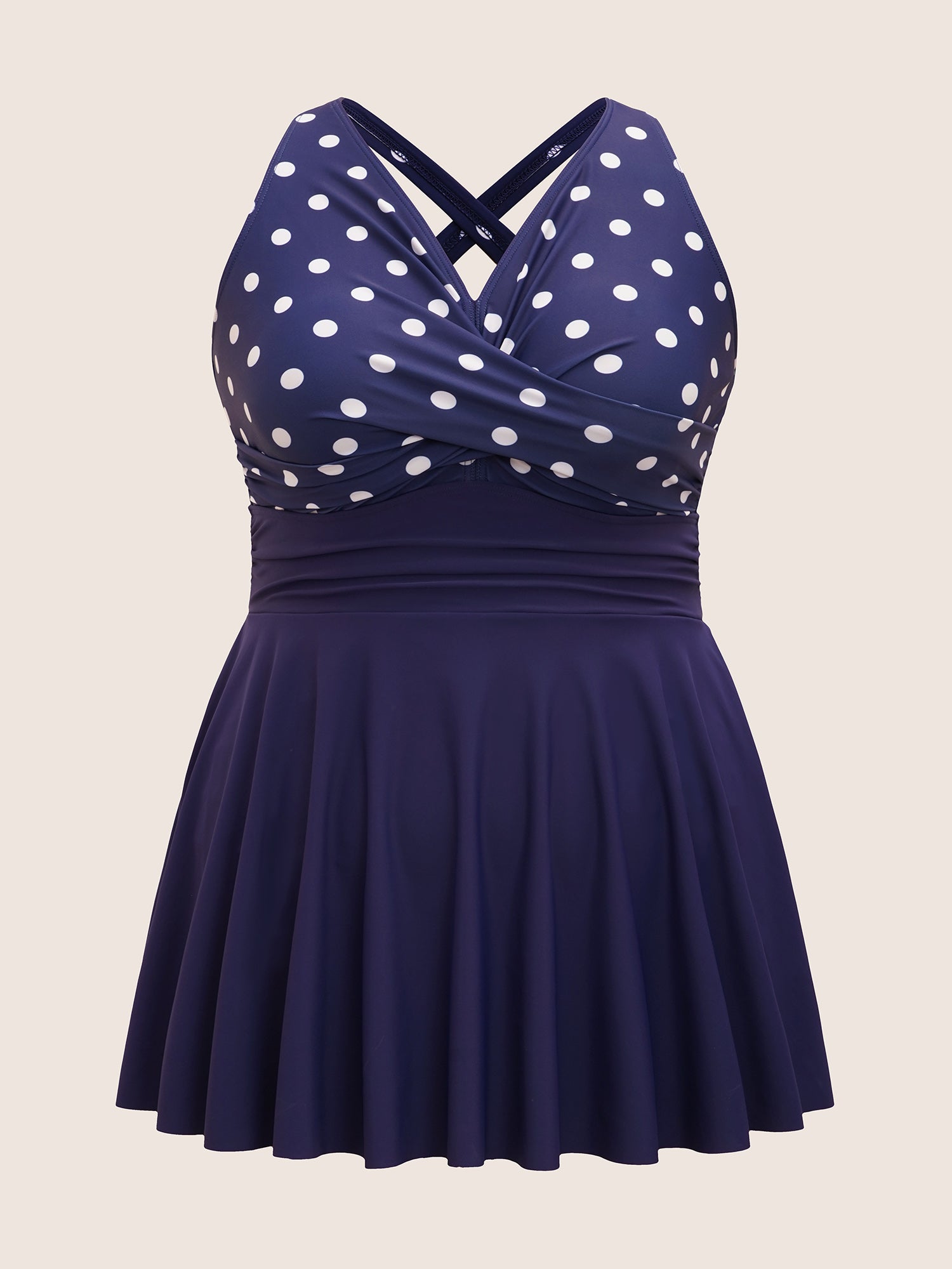 Polka Dot Patchwork Split Side Swim Dress