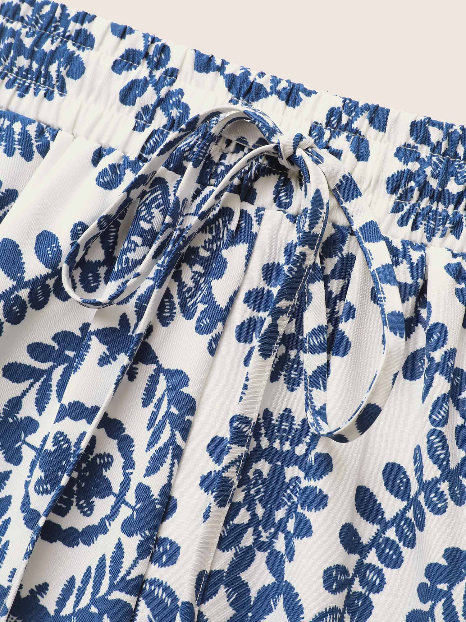 Bandana Print Drawstring Wide Leg Pants