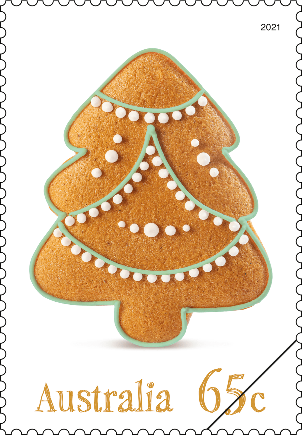 Christmas 2021 Sheetlet of 100 Stamps - Gingerbread tree