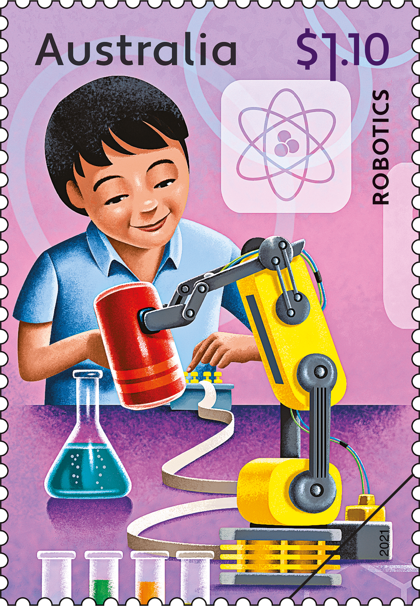 Set of Full STEAM Ahead Gummed Stamps - Booklet 100x $1.10 Stamps