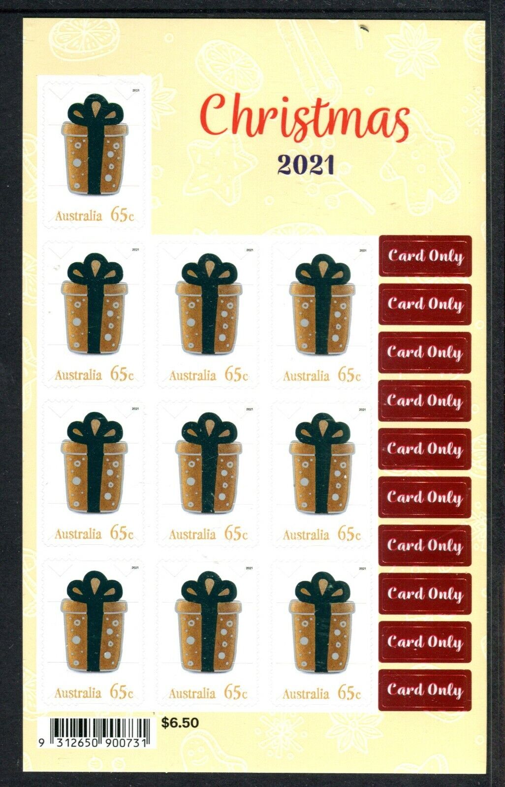 Christmas 2021 Sheetlet of 100 Stamps - Gingerbread gift