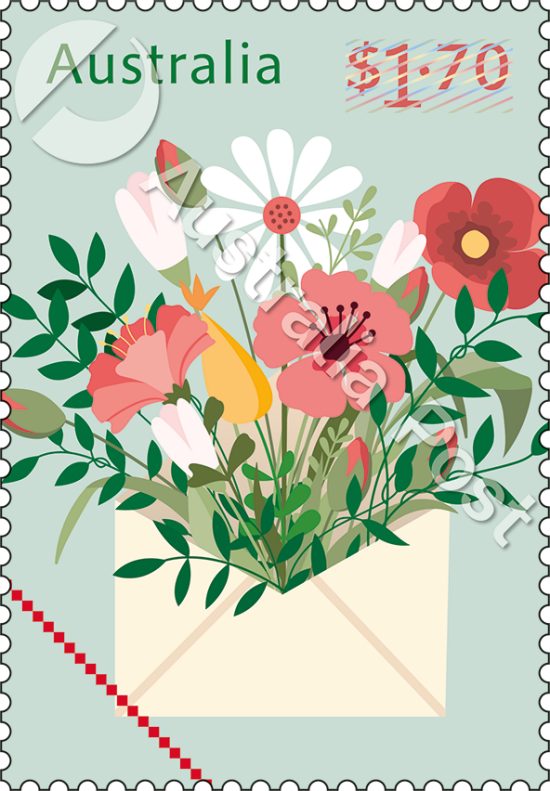 Flowers and envelope - Booklet of 100x $1.70 Stamps