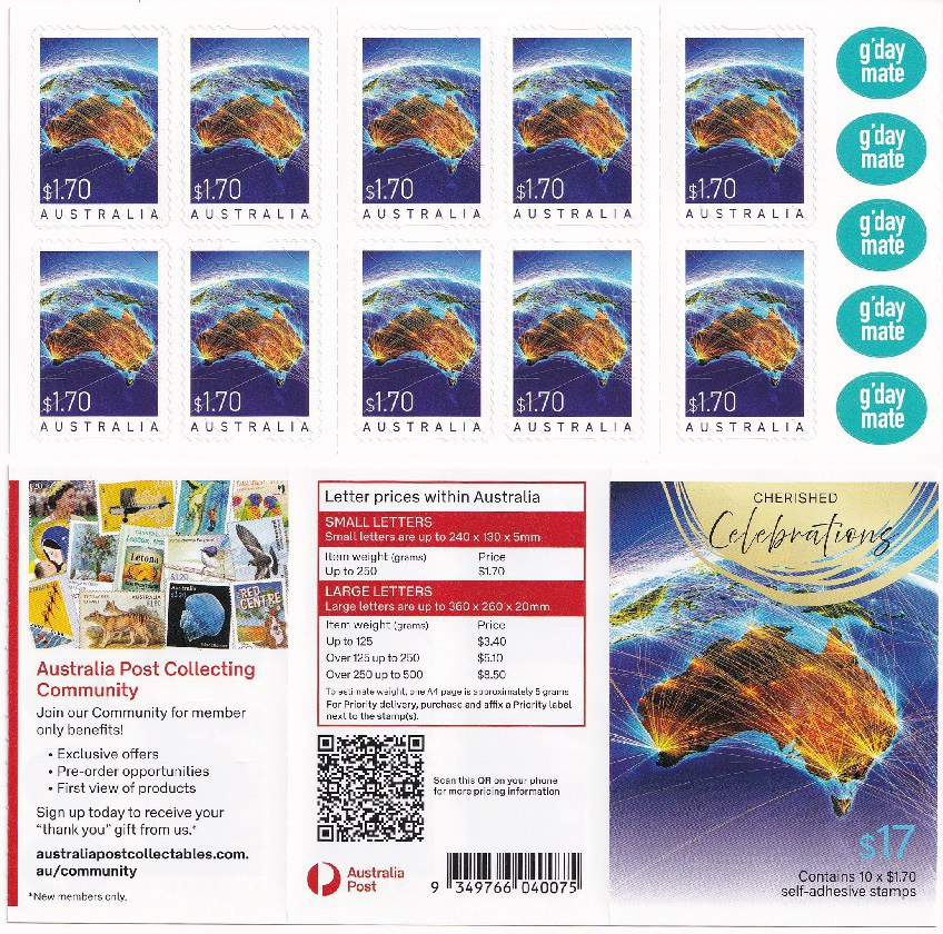 Map - Booklet of 100x $1.70 Stamps