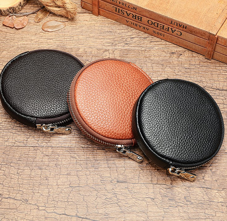 Genuine Leather Clutch Zipper Small Wallet Key Holder Coin Coin Bag Mini Storage Bag