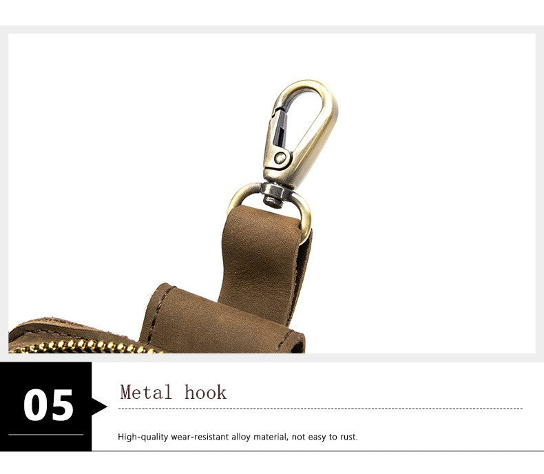 Men's Genuine Leather Cell Phone Waist Bag Wear Belt Cowhide Cell Phone Bag Multi-functional Hanging Bag