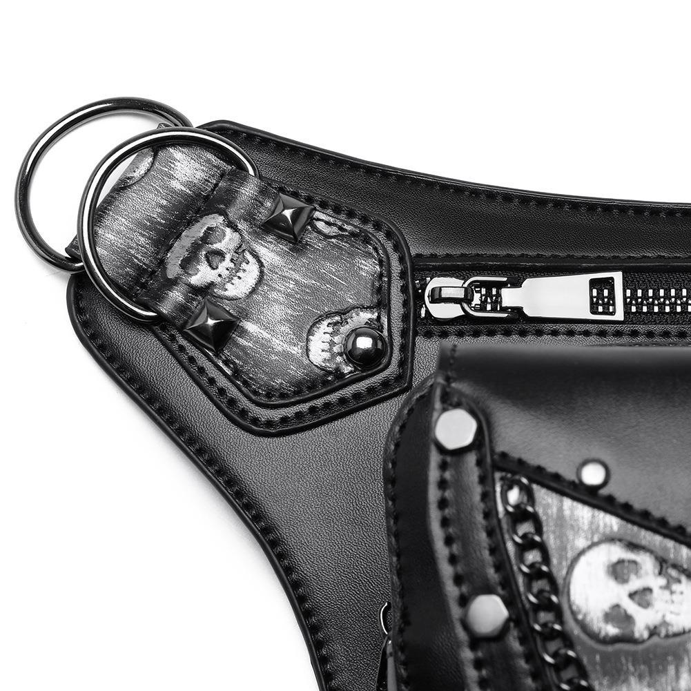 Skull Punk Chain Biker Waist Bag Shoulder Crossbody Bag