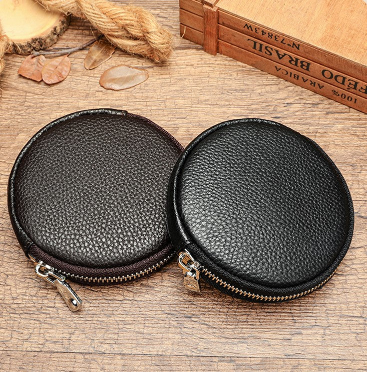 Genuine Leather Clutch Zipper Small Wallet Key Holder Coin Coin Bag Mini Storage Bag