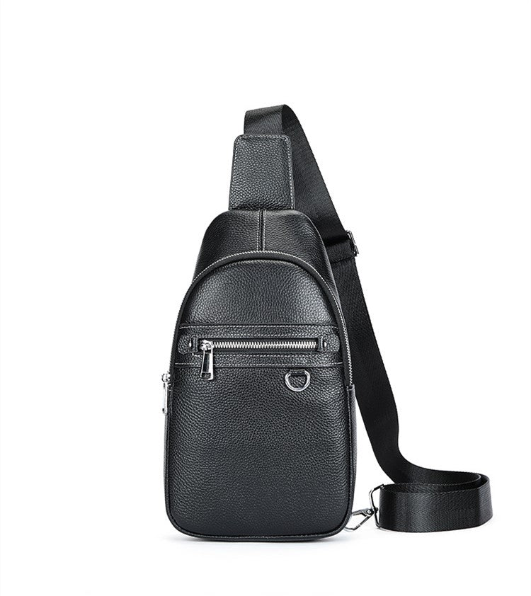 Head Layer Cowhide Shoulder Crossbody Handmade Genuine Leather Sports Chest Bag