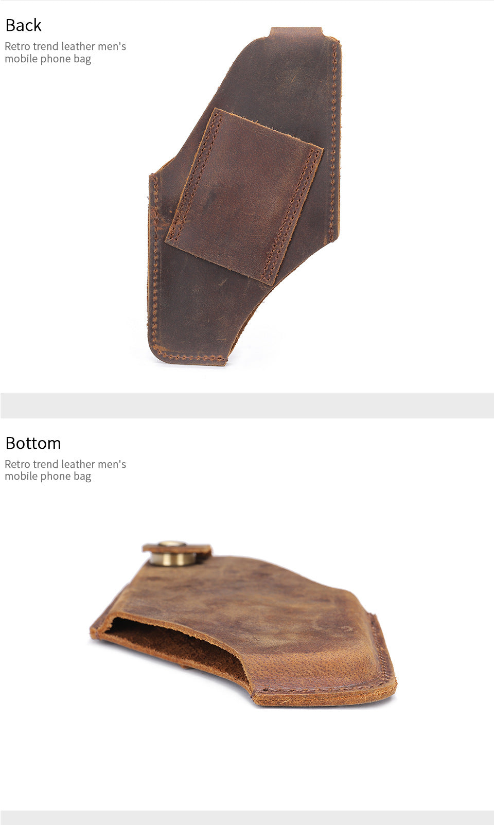 Crazy Horse Leather Simple Stereotypical Wear Belt Cell Phone Bag