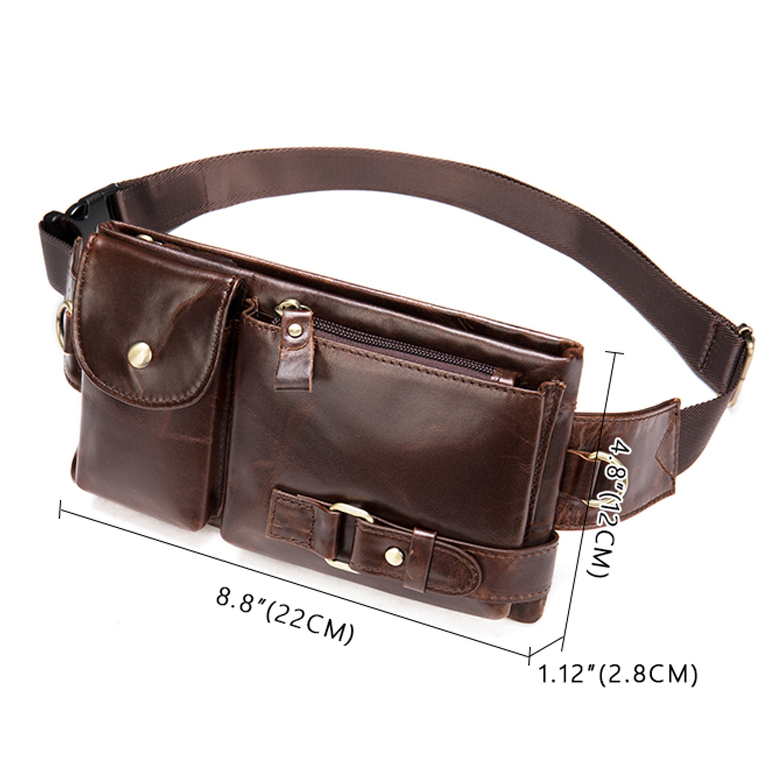 Genuine Leather Crossbody Chest Bag Vintage Men's Head Layer Cowhide Phone Bag