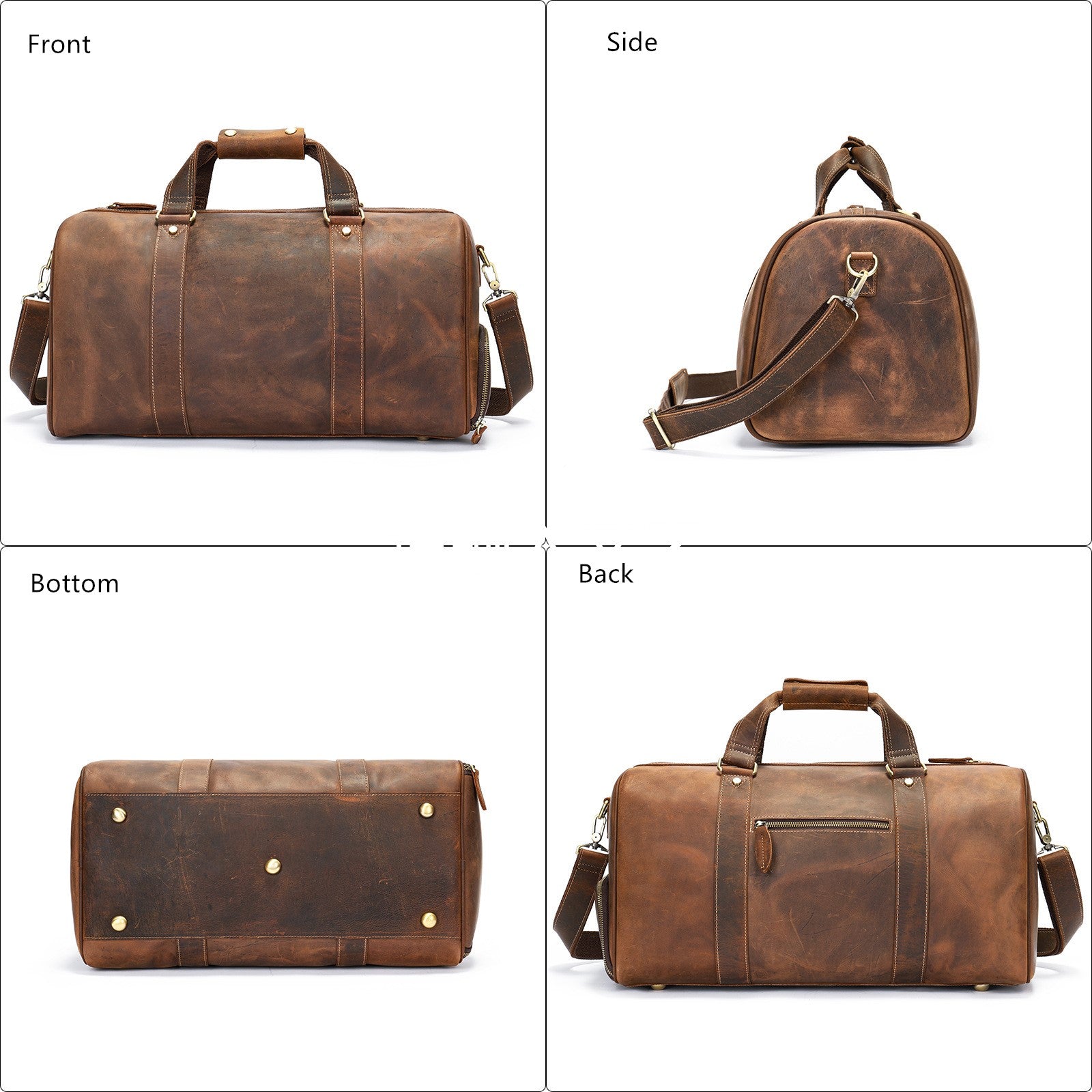 Vintage Crazy Horse Leather Men Large Capacity Travel Bag Gym Bag Outdoor Shoulder Handbag Fashion Travel Bag