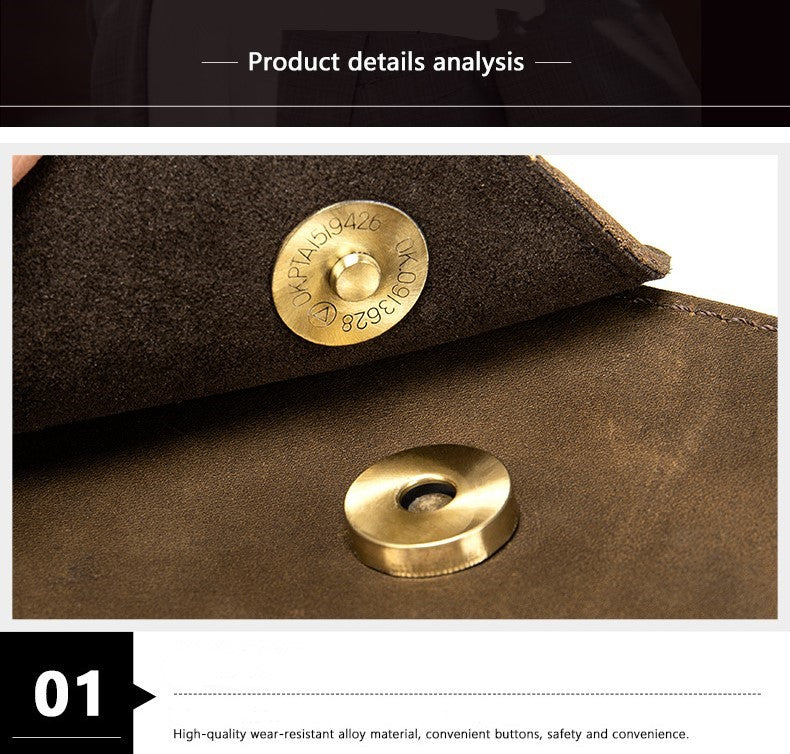 Men's Genuine Leather Cell Phone Waist Bag Wear Belt Cowhide Cell Phone Bag Multi-functional Hanging Bag