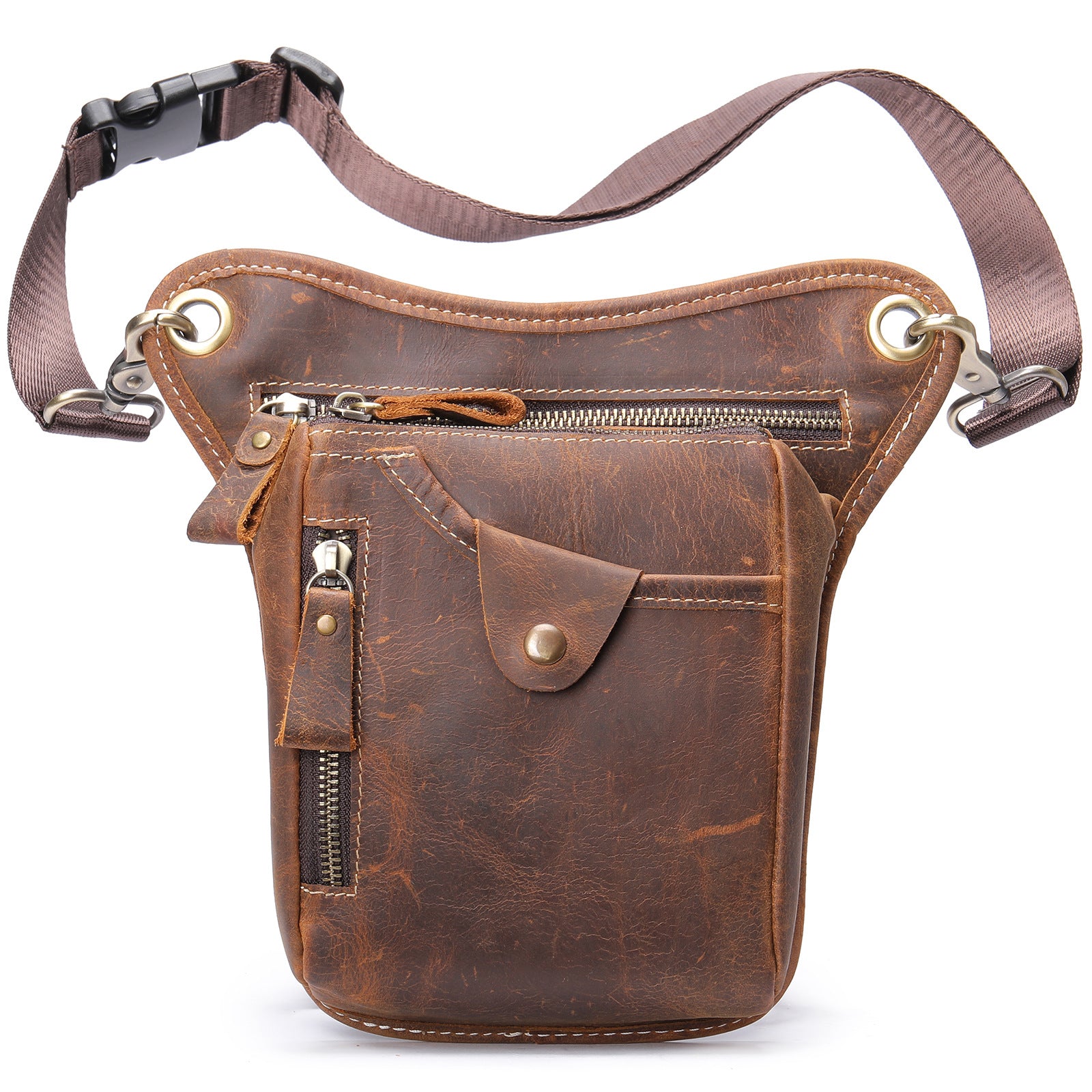 Cowboy Leather Outdoor Sports Motorcycle Riding Waist Bag